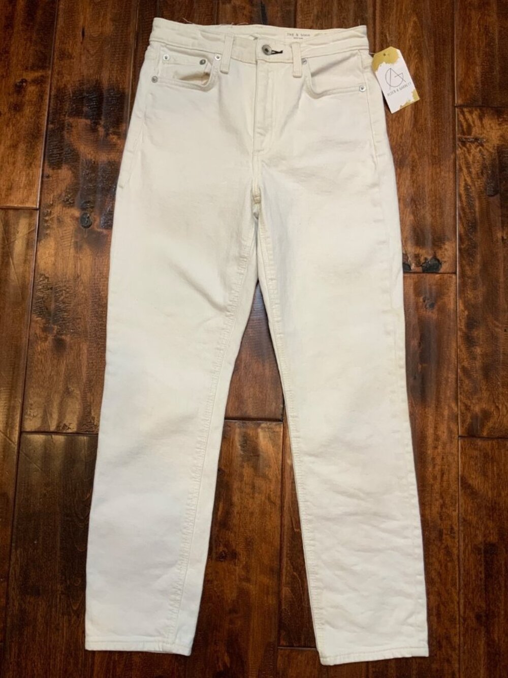 rag & bone White Nina High-Rise Ankle Cigarette Denim Jeans, Size 25